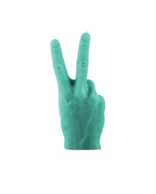 Świeca dłoń PEACE! turkus