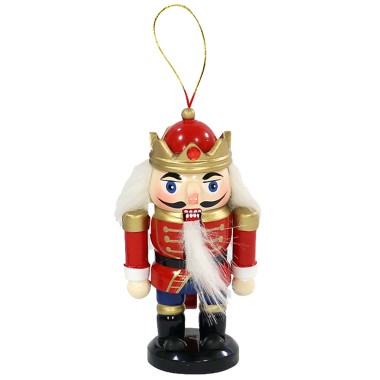 Mini dziadek do orzechów czerwony żołnierzyk grubasek zawieszka 11 cm