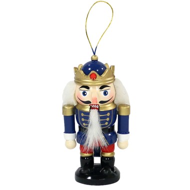 Mini dziadek do orzechów niebieski żołnierzyk grubasek zawieszka 11 cm
