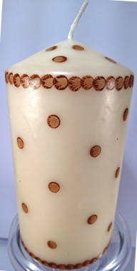 Świeca stempelkowa 15 cm walec w kropki