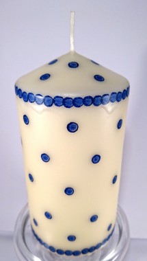 Świeca stempelkowa 15 cm walec w kropki