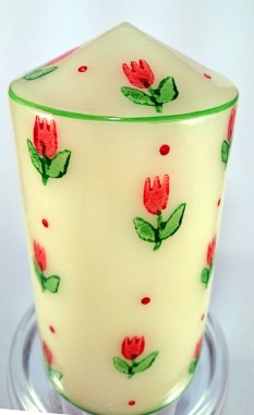 Świeca stempelkowa 15 cm walec w róże