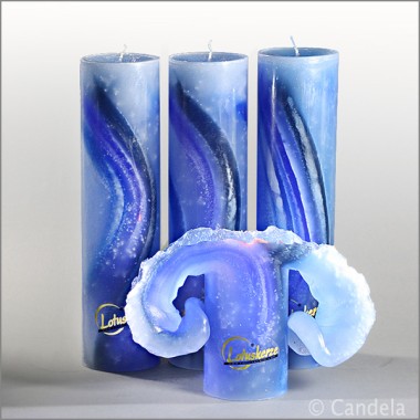 Lotuskerze 28cm AQUARELL blue