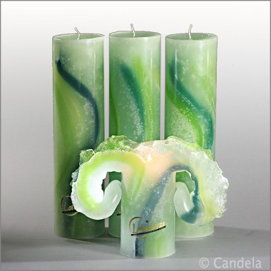 Lotuskerze 28cm AQUARELL green